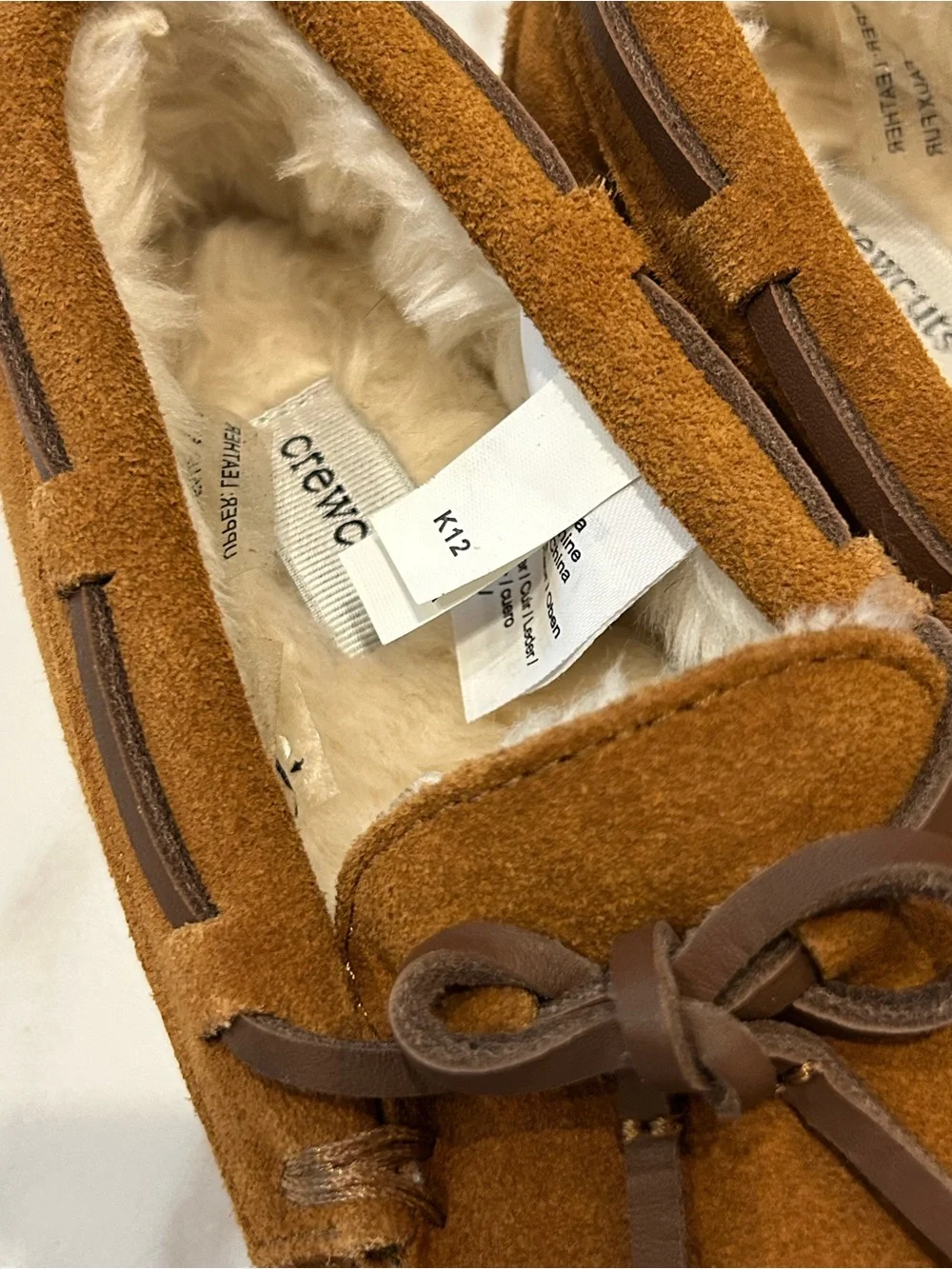JCrew Crewcuts Boys Suede Cozy Moccasins NWT Size K12